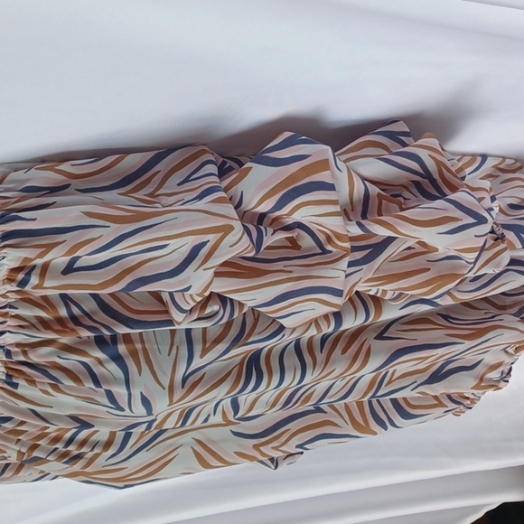 CeCe Stripe Blouse Off The Shoulder Bow Tie Waist Size Small 3/4 Sleeve - Picture 3 of 6